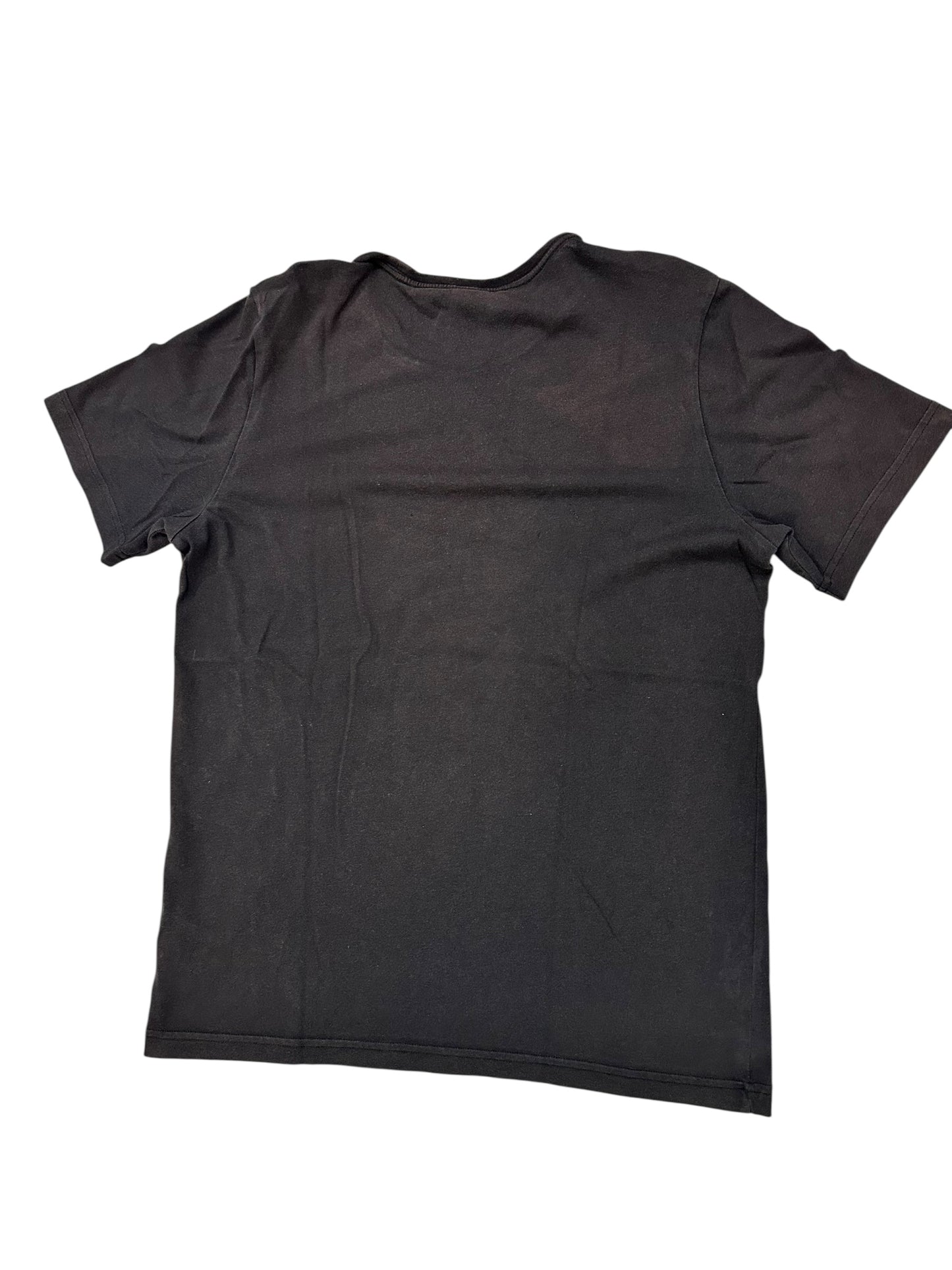 Adidas T-Shirt – Small/Medium – Black with Pixelated Logo & Orange Neckline Trim – Premium++ Condition