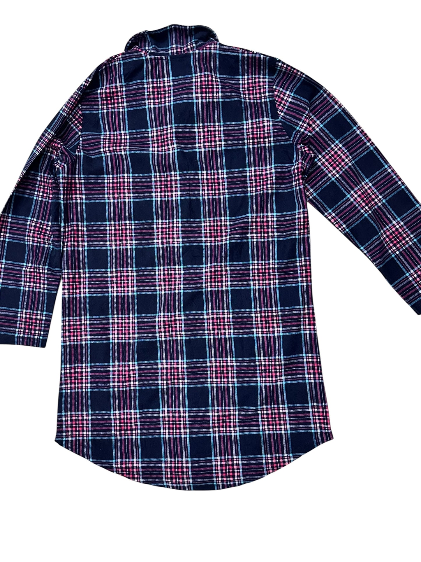 Plaid Button-Up Shirt – Large/XL – Dark Blue with White & Red Plaid – Premium++ Condition