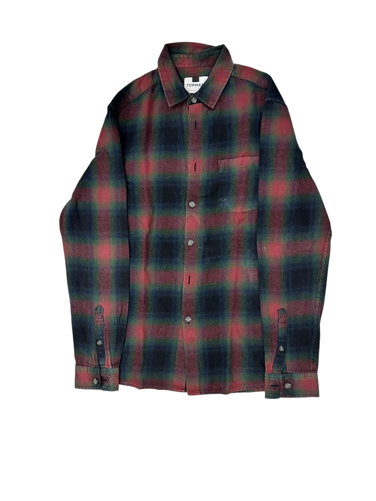 TopMan Long-Sleeve Plaid Shirt – Large/XL – Red, Green & Black – Premium++ Condition