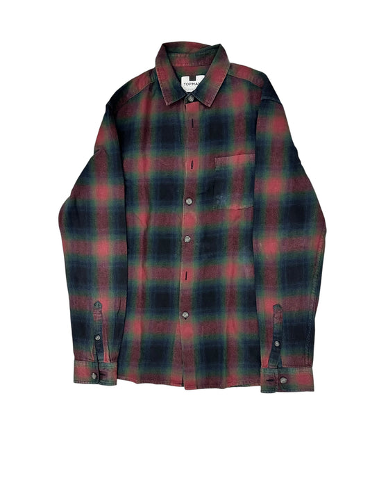 TopMan Long-Sleeve Plaid Shirt – Large/XL – Red, Green & Black – Premium++ Condition