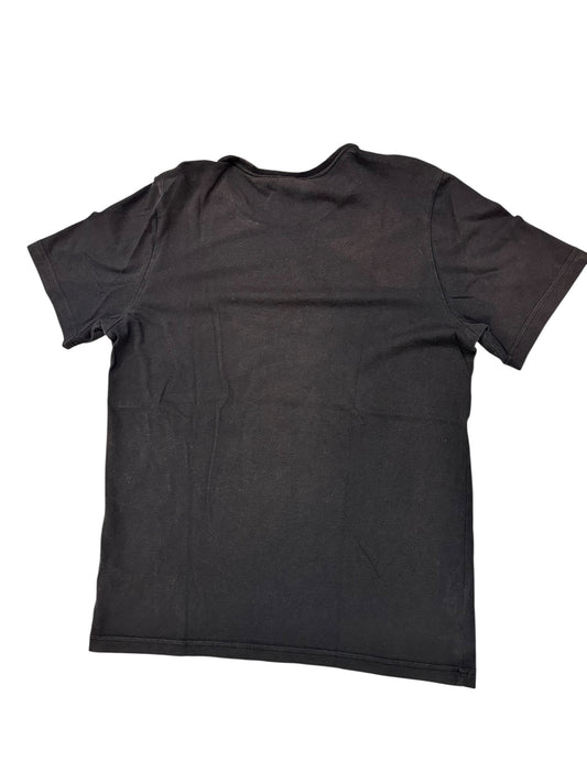 Adidas T-Shirt – Small/Medium – Black with Pixelated Logo & Orange Neckline Trim – Premium++ Condition